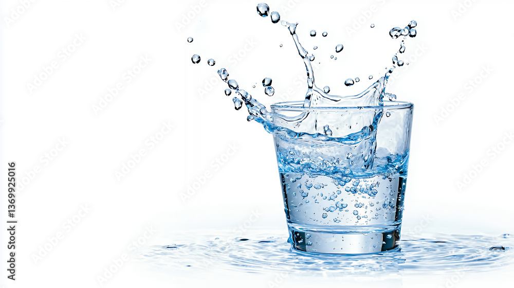 Water Splash in Glass on White Background Water Splash in Glass on White Background