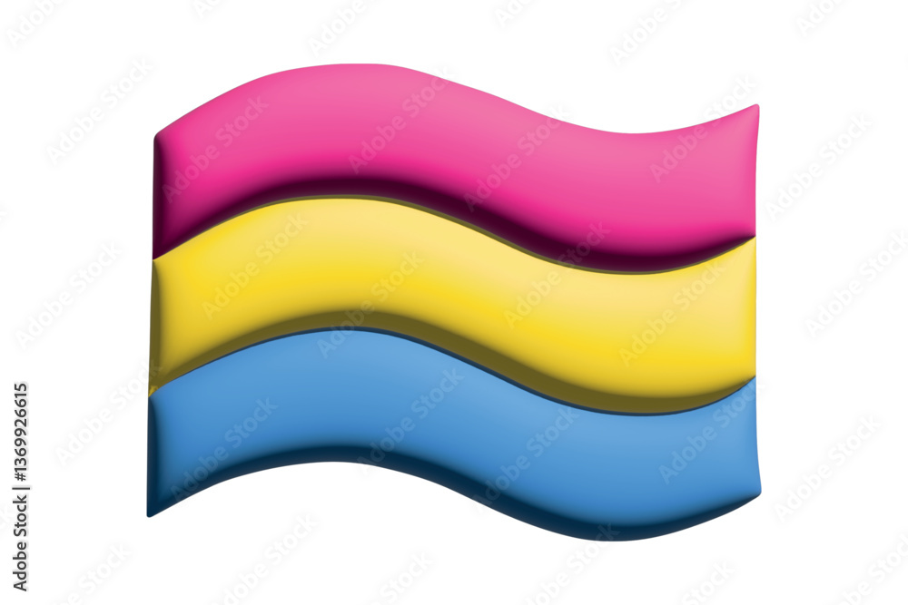 Obraz premium Colorful Pansexual pride flag Happy pride day LGBTQ community Pride Month Vector 3d clipart for posters, stickers, logo, cards