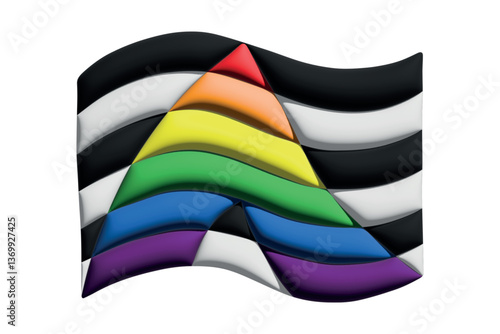 Colorful Straight ally pride flag Happy pride day LGBTQ community Pride Month Vector 3d clipart for posters, stickers, logo, cards