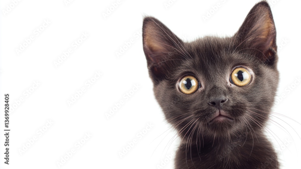 A curious Burmese kitten with short, sleek coat and golden eyes, captured on white. A curious Burmese kitten with short, sleek coat and golden eyes, captured on white.