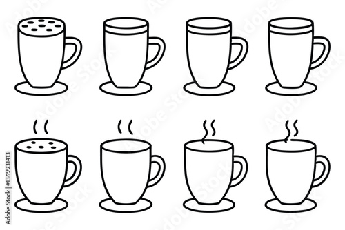 Chai latte line art illustration for modern design (2)