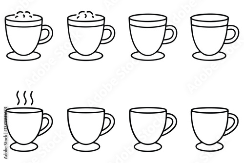 Chai latte line art illustration for modern design (3)