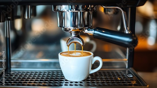 Espresso machine pouring latte art
