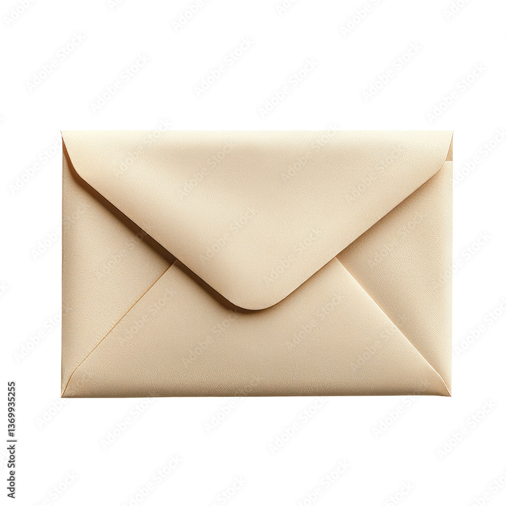 Elegant Beige Envelope with Transparent Background for Design Use