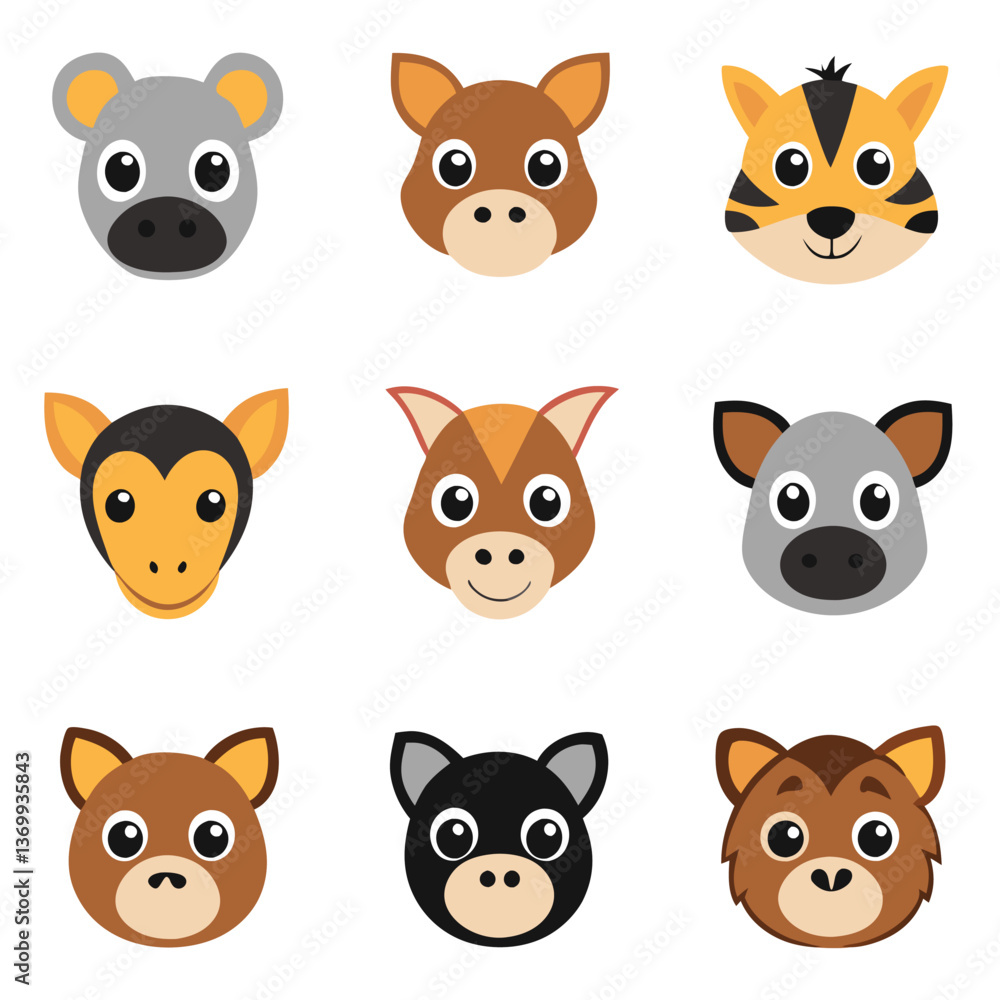 Funny cartoon animal character collection vector illustration Funny cartoon animal character collection vector illustration