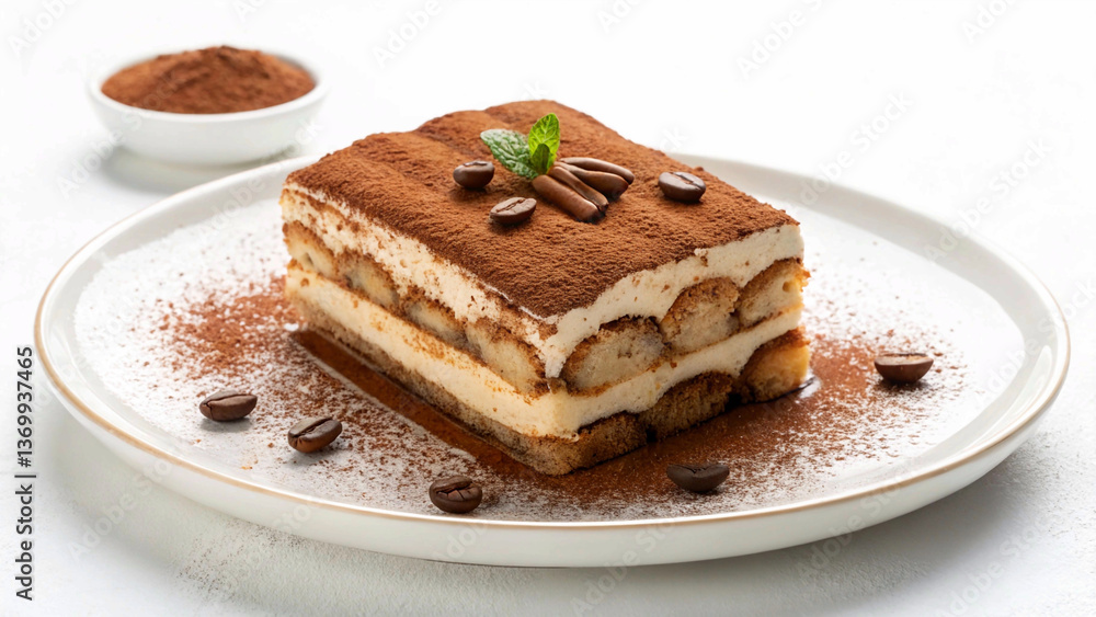 Classic Italian Tiramisu Dessert, Layers of Savoiardi Biscuits and Mascarpone Cream, Coffee and Cocoa Powder, Gourmet Food Classic Italian Tiramisu Dessert, Layers of Savoiardi Biscuits and Mascarpone Cream, Coffee and Cocoa Powder, Gourmet Food