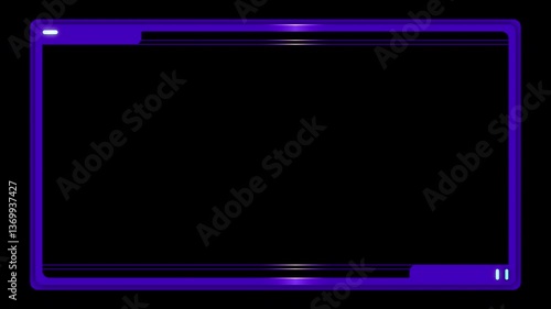 Web Frame for streaming. Animated violet Overlay for Streaming  with alpha channel.	