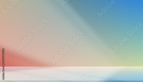 Background gradient pastel green, pink colour on wall studio room,Backdrop blurry light, shadow on floor for Spring,Summer product present,Empty 3D Display with Stand for Autumn,Winter Web Banner