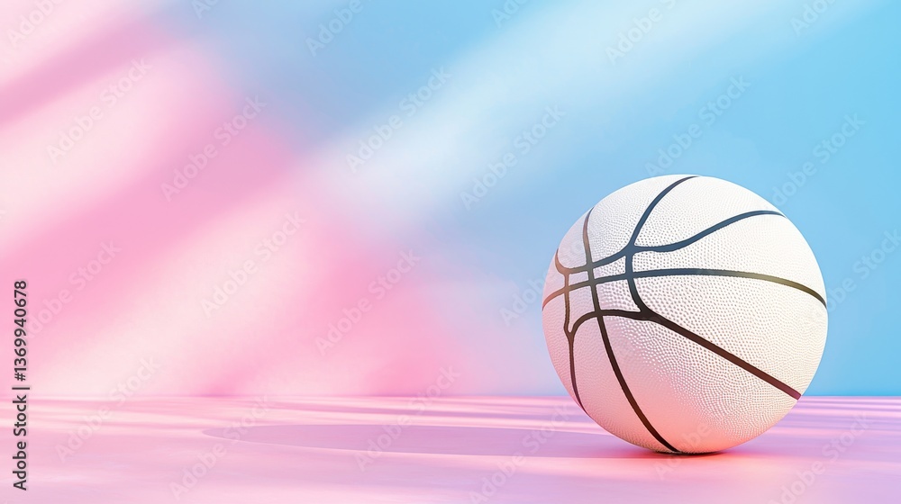 Obraz premium Pixelated Basketball on Pastel Pink and Blue Gradient