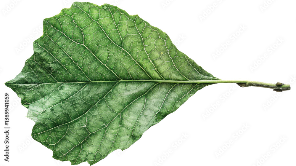 Obraz premium Leaf's Intricate Details: A captivating macro shot reveals the delicate textures and veins of a vibrant green leaf, celebrating nature's artistry.
