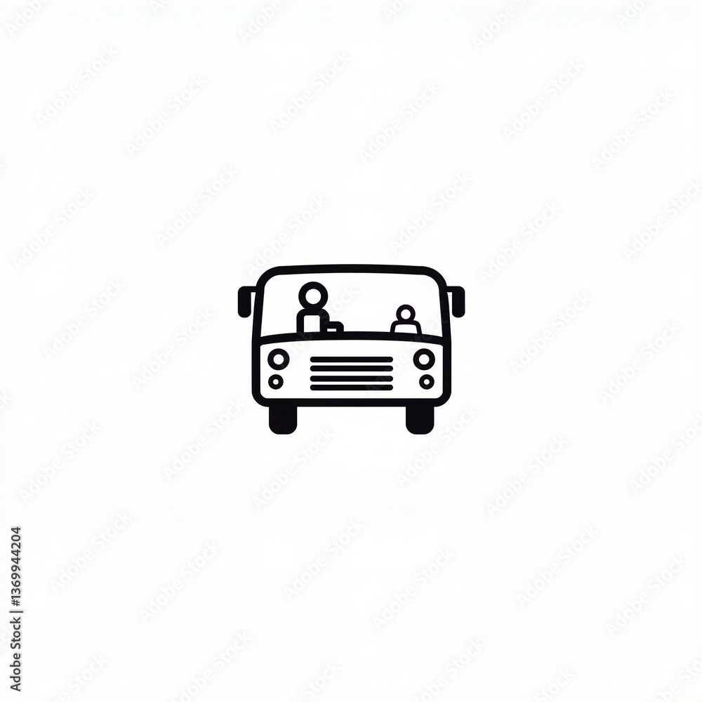 Bus with Passengers Icon Illustration on White Background Bus with Passengers Icon Illustration on White Background