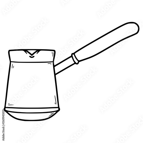 turkish coffee pot illustration hand drawn outline vector