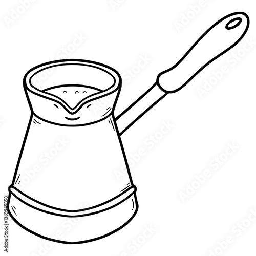 turkish coffee pot illustration hand drawn outline vector