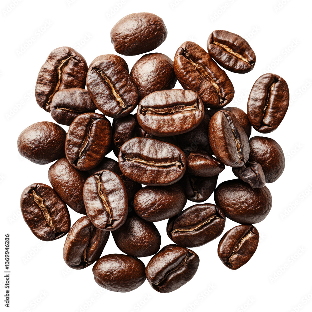 Dark Roasted Coffee Beans on Transparent Background for Design Use Dark Roasted Coffee Beans on Transparent Background for Design Use