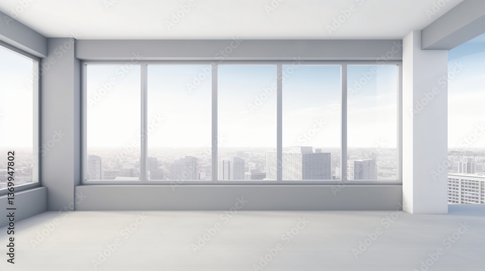 Obraz premium Modern Empty Office Space with Panoramic City View