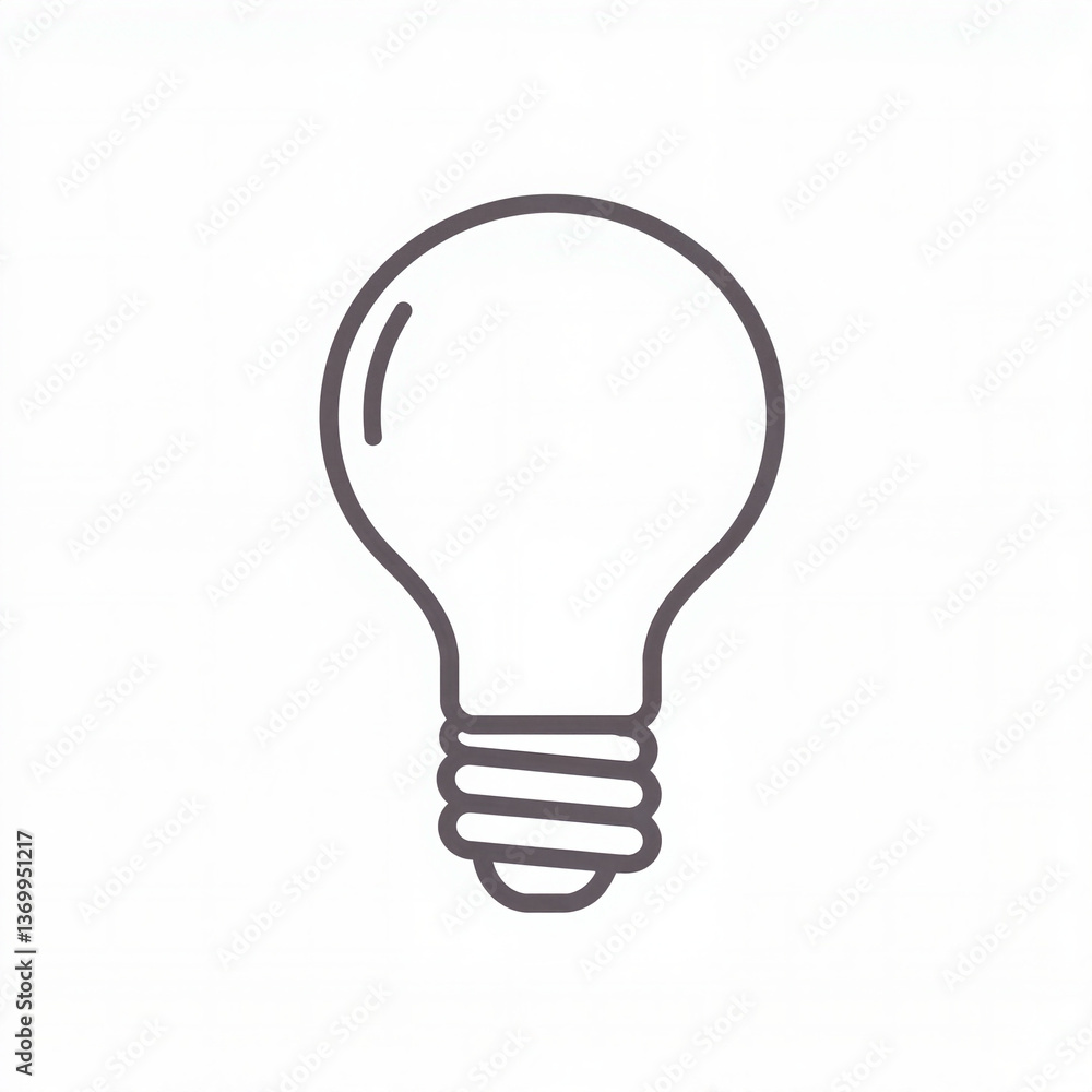 Lightbulb outline illustration on a white background Lightbulb outline illustration on a white background