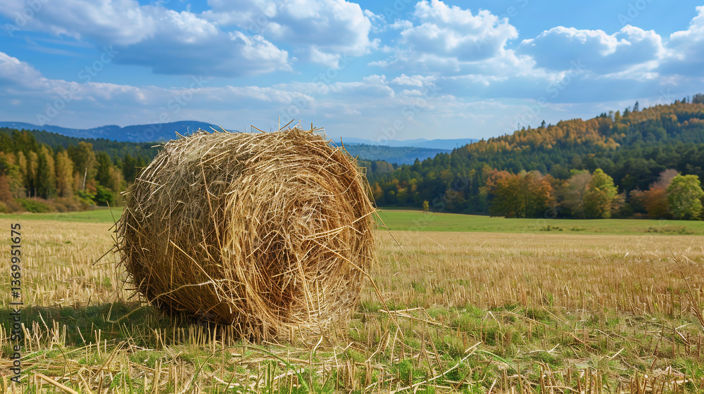 Hay bale on a green meadow Hay bale on a green meadow