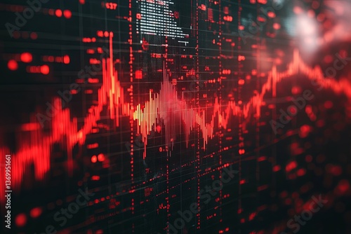 Wallpaper Mural Financial Data Displayed With Lines And Charts Visualized In Red Torontodigital.ca