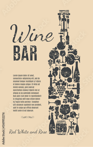 wine bar Wine menu card.