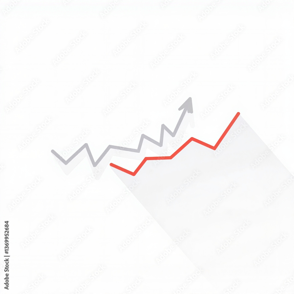 Financial growth graph illustrating upward trends in red and gray Financial growth graph illustrating upward trends in red and gray