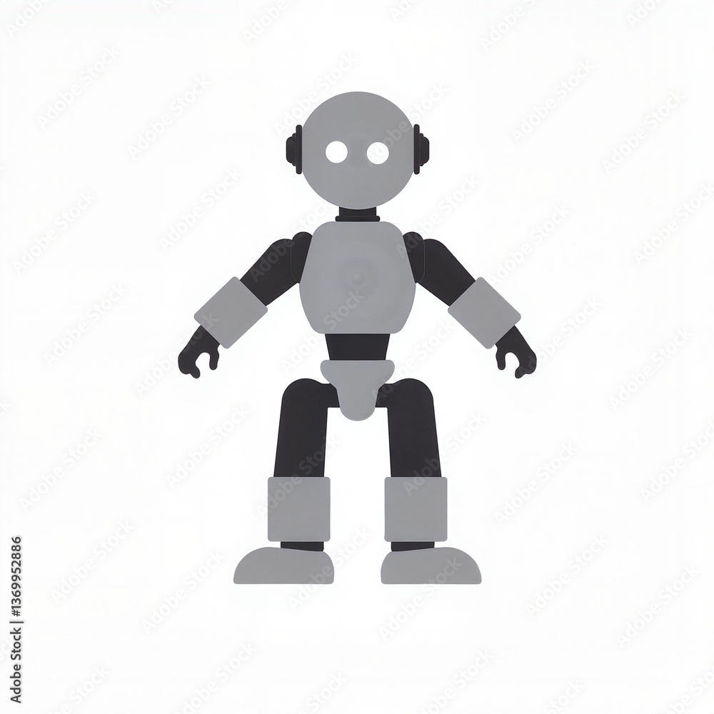 Friendly robot character standing on a plain background Friendly robot character standing on a plain background