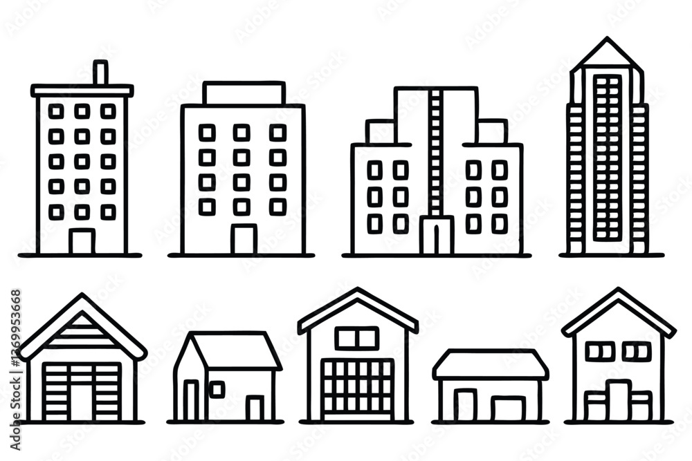 Condominium line art illustration for modern urban design (2) Condominium line art illustration for modern urban design (2)
