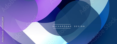 Circular abstract design with overlapping translucent circles and round shapes, blending gradients and smooth curves, creating depth, contrast, and a dynamic visual effect