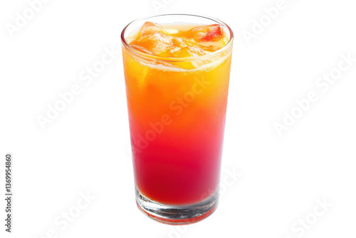 Wallpaper Mural A tall glass of layered red orange and yellow cocktail with ice Isolated on transparent background, PNG Torontodigital.ca