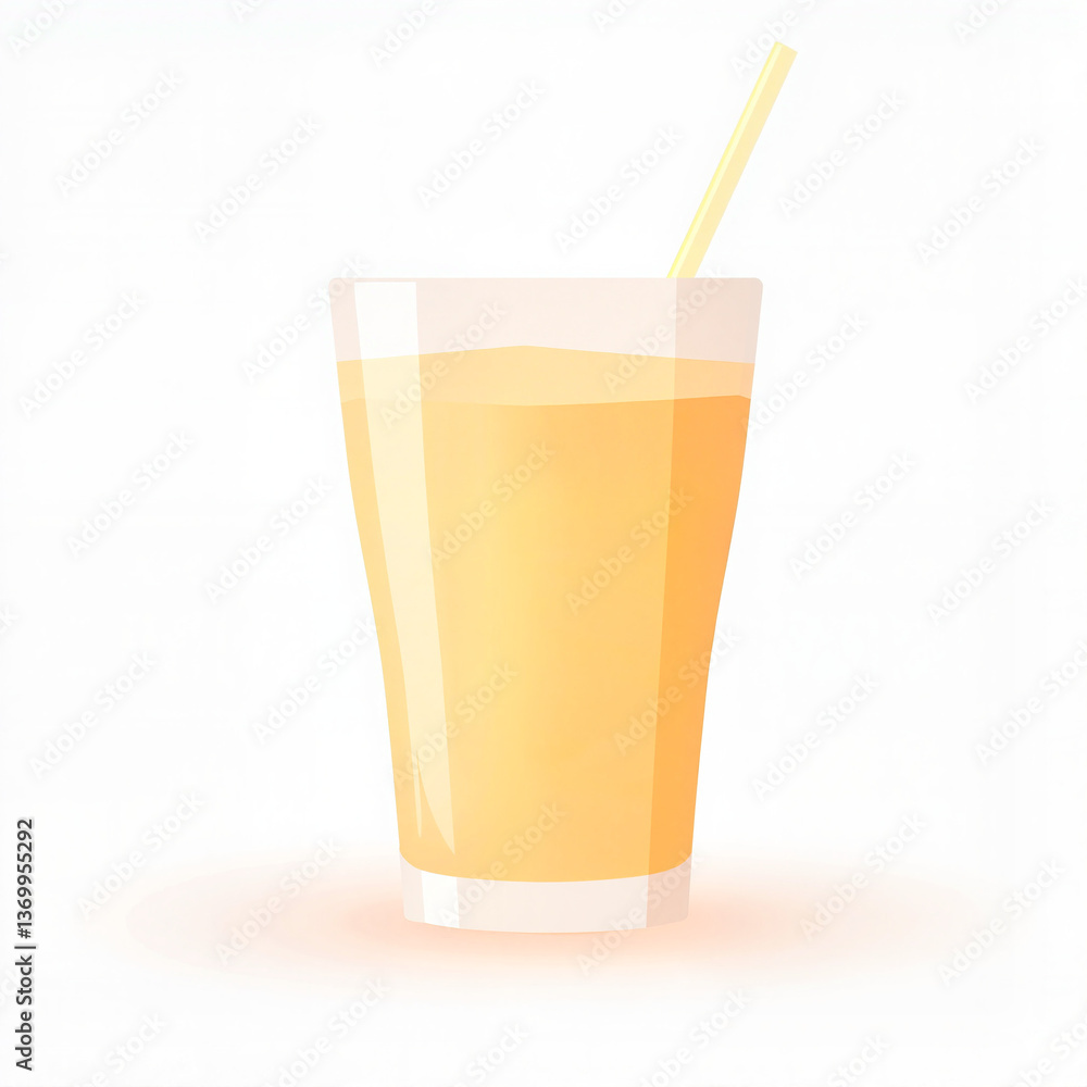 Fresh Orange Juice in a Glass with a Straw Fresh Orange Juice in a Glass with a Straw