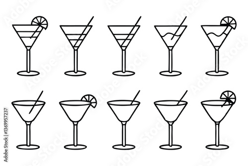 Cosmopolitan line art illustration for modern design projects (2)