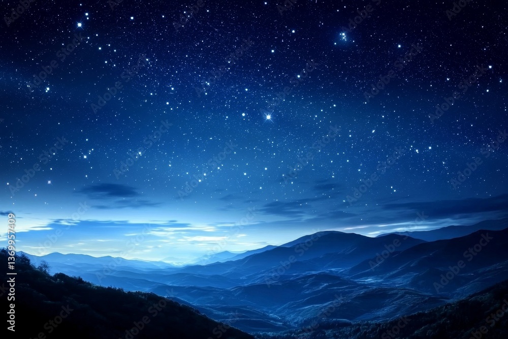 custom made wallpaper toronto digitalA serene landscape featuring twinkling stars and mountains in the nighttime.