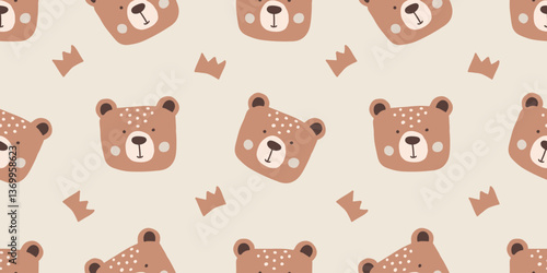 Cute bear pattern featuring playful designs for children. Vector illustration