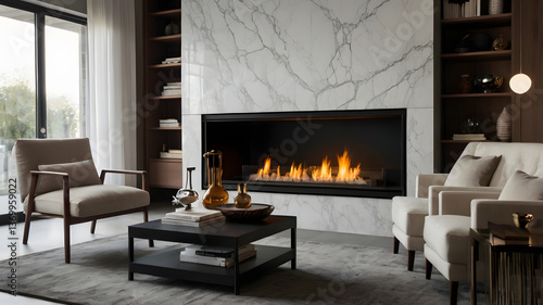 living room with fireplace