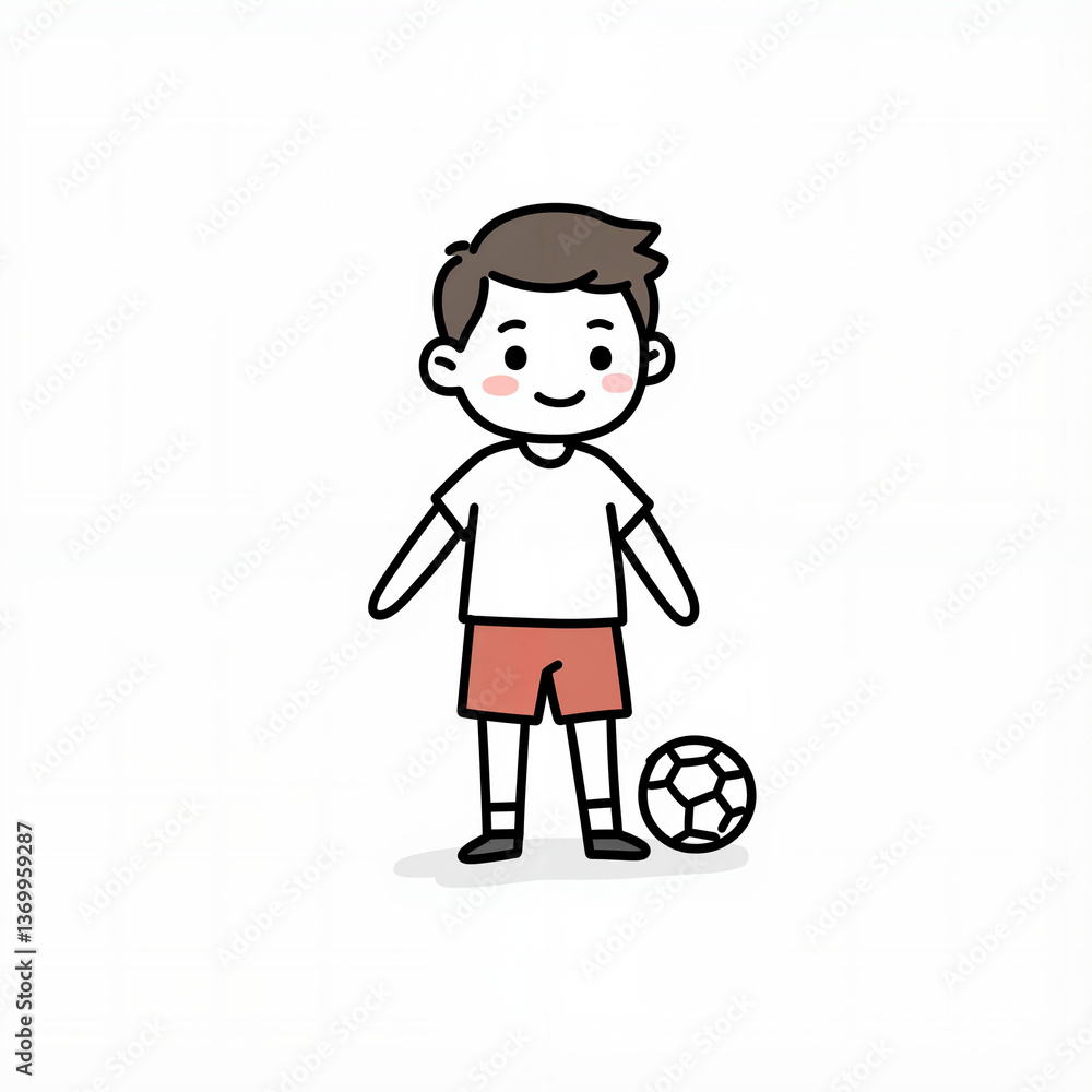 Happy boy playing with a soccer ball against a white background Happy boy playing with a soccer ball against a white background