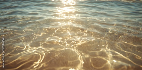 Golden Sunlight Shimmering on Calm Water: A Serene Seascape