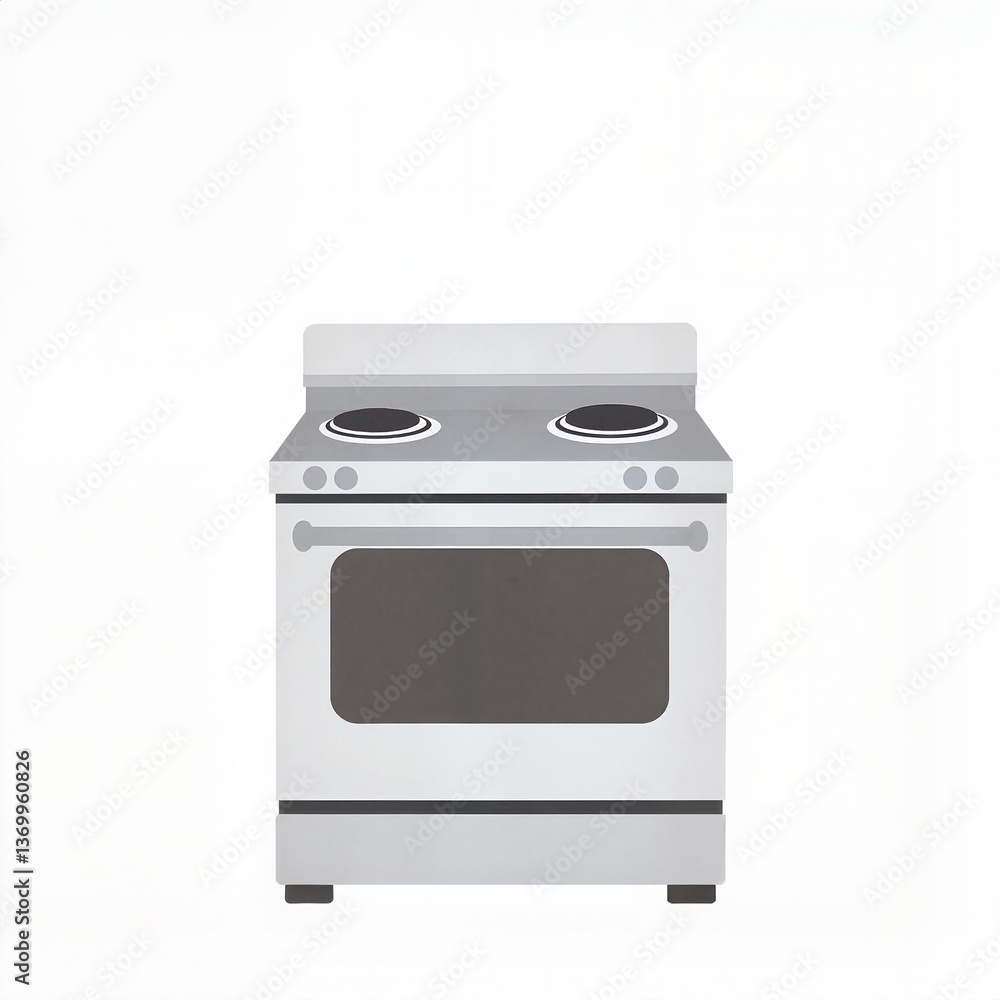 Kitchen stove illustration in minimalist style on white background Kitchen stove illustration in minimalist style on white background