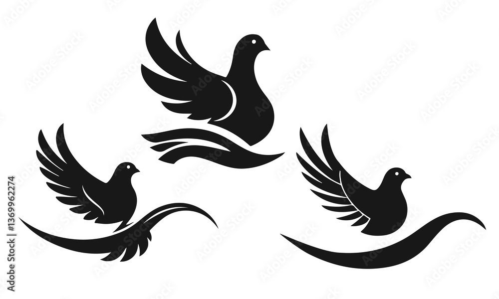 Obraz premium Dove logo. Bird icon template. Symbol of peace freedom and hope. Bird logo, flying dove, dove of peace, vector dove