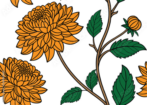 autumn leaves and ross pattern illustration