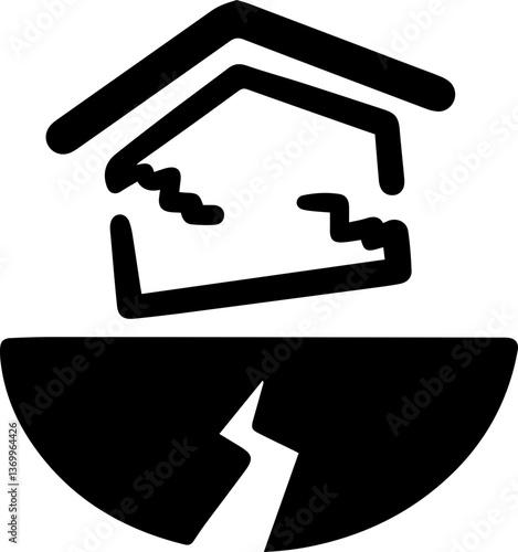 earthquake ground crack symbol icon illustrations