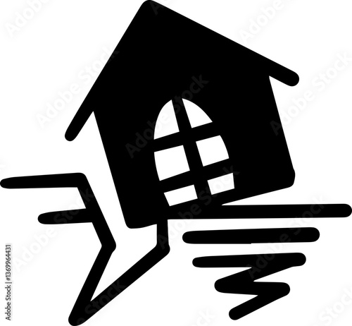 earthquake ground crack symbol icon illustrations