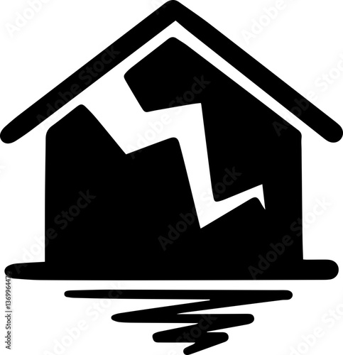 earthquake ground crack symbol icon illustrations