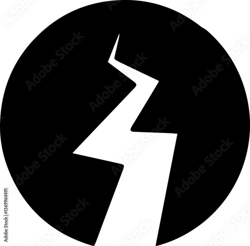 earthquake ground crack symbol icon illustrations