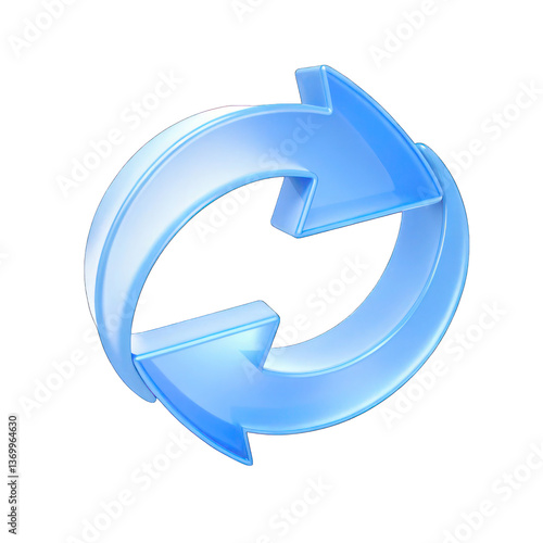 Free Download glossy blue arrows, circular motion, recycling symbol, 3D rendering,  isolated on transparent background  - GFXLoad