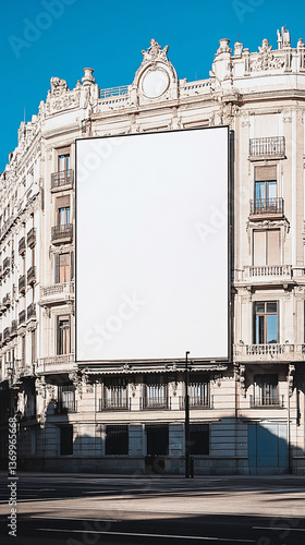 Blank Billboard on Classic Building, Advertising Space