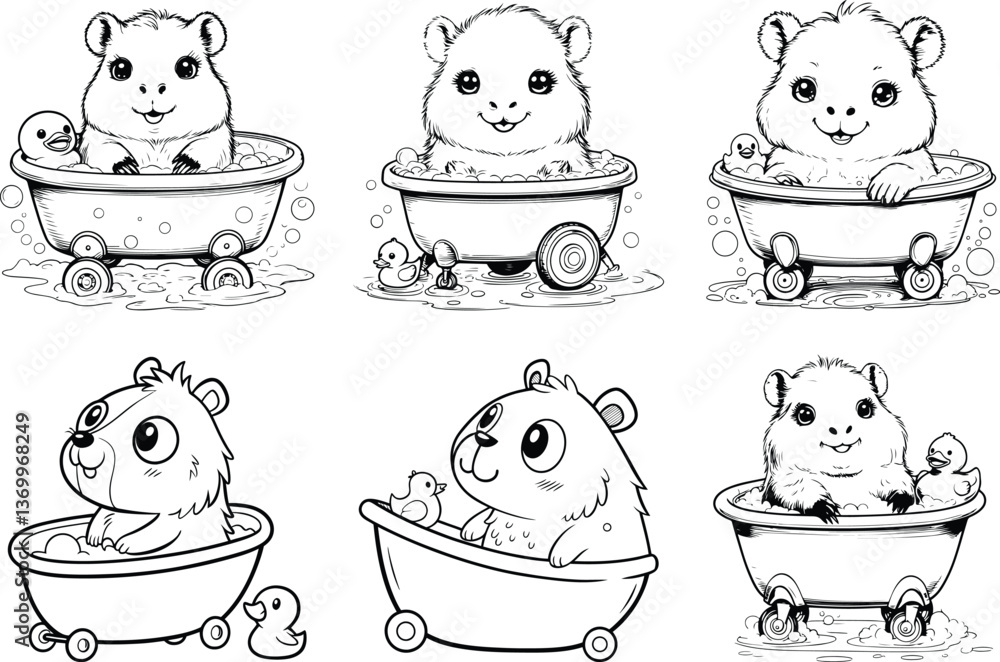 Groundhog bathing in water coloring page Groundhog bathing in water coloring page