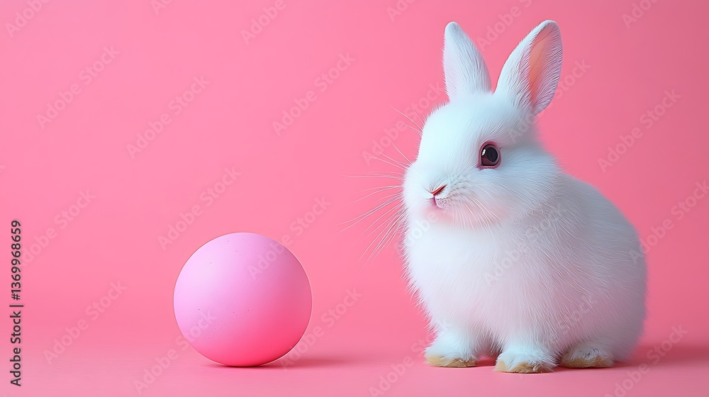 Cute Bunny Easter Egg Pink Background Cute Bunny Easter Egg Pink Background