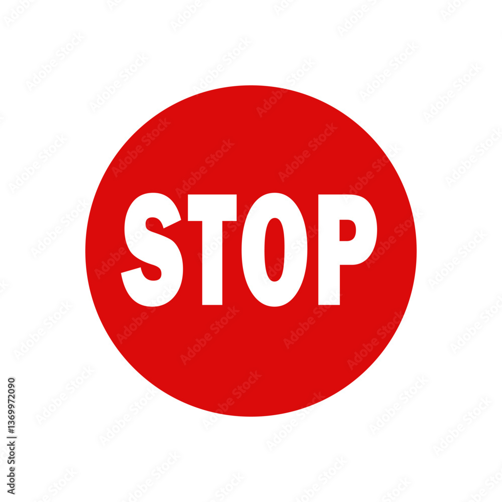Red STOP Sign with White Text – Traffic Warning Red STOP Sign with White Text – Traffic Warning