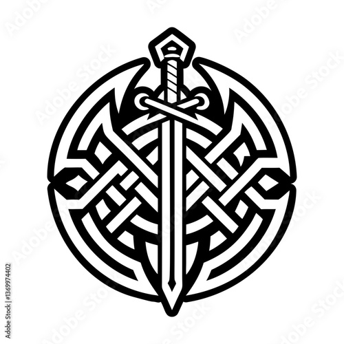 A glyph style icon of dagger symbol