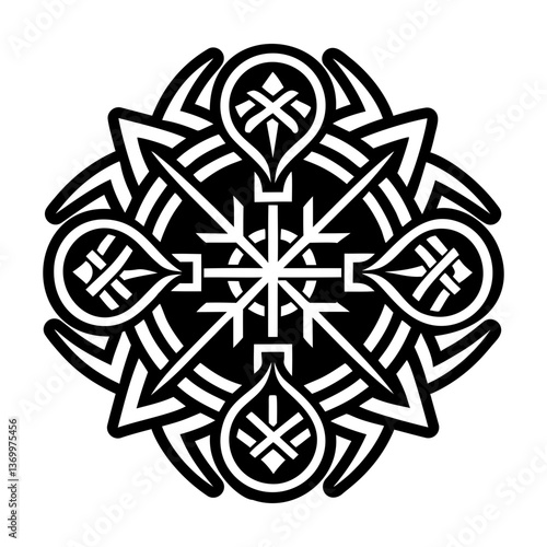A glyph style icon of ice rune tattoo