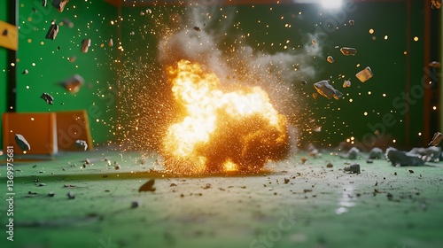 Explosion on Green Screen Studio
